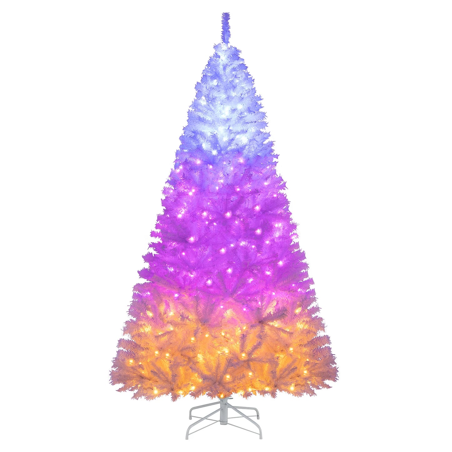 6FT–7.5FT Pre-Lit Artificial Christmas Tree  Color Changing LED Holiday Tree with Hinged Branches