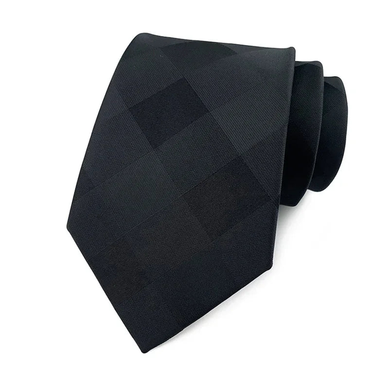Luxury 8CM Men’s Black Striped Necktie | Classic Business & Formal Tie for Weddings, Office & Special Occasions