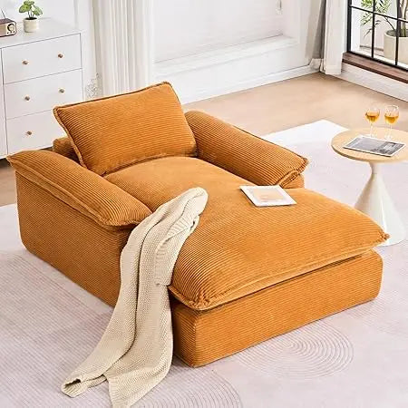 Oversized Brown Chair With Ottoman Indoor Lounge Deep Seat