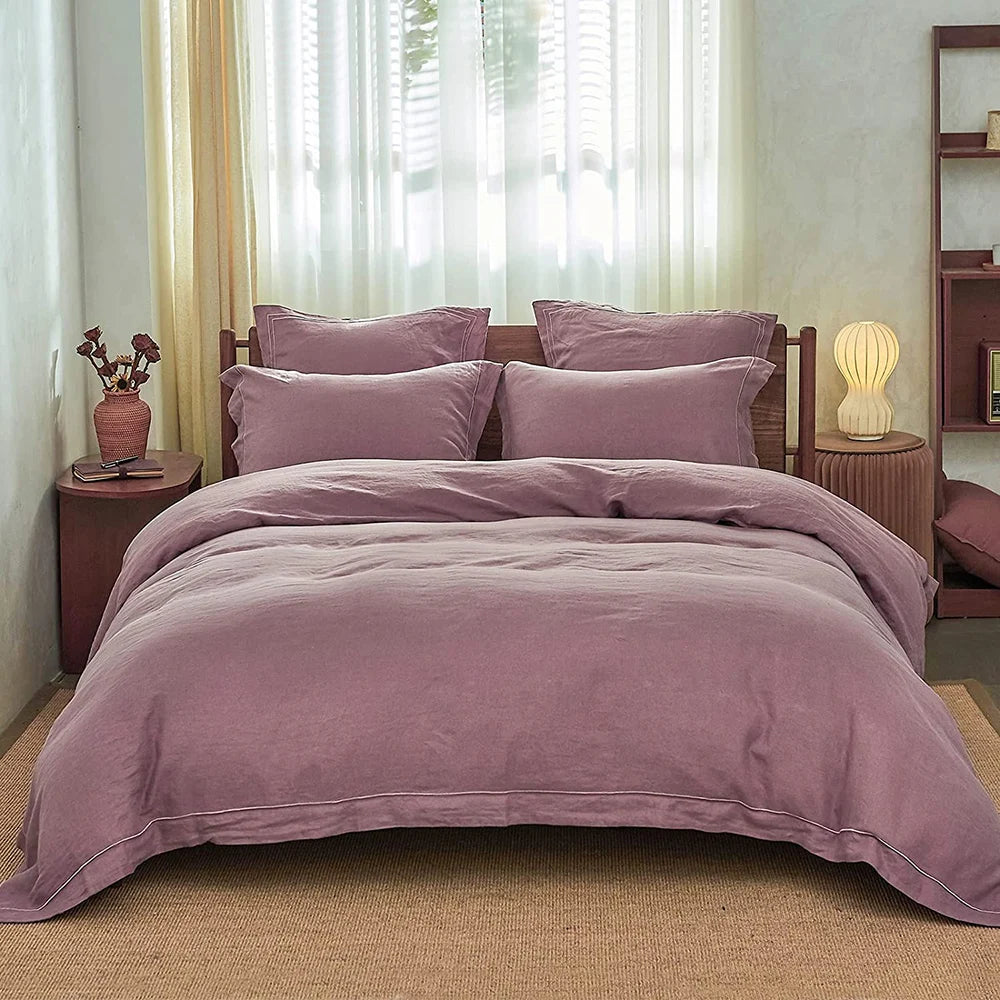 Simple Opulence 100 Percent Linen Bedding Set 3Pcs Queen