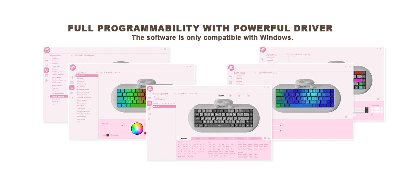 YUNZII C68 Wireless RGB Mechanical Keyboard .Cute Cat Edition