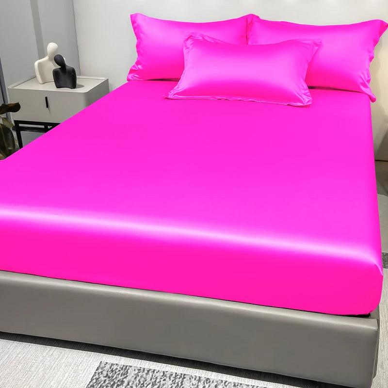 Luxury Satin Fitted Sheet .Silky Soft Deep Pocket Bedding