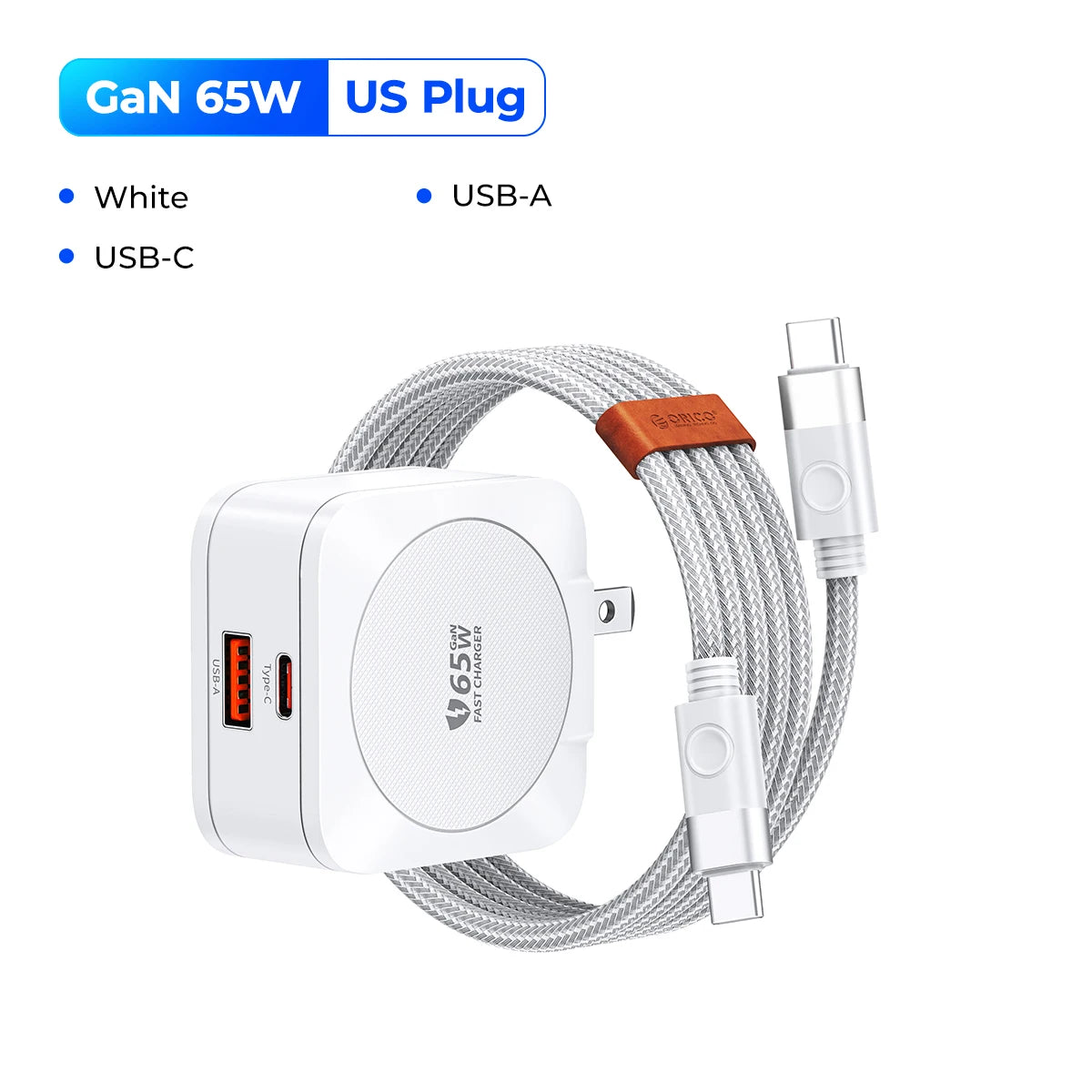 ORICO 65W GaN Charger Fast Charging USB PD Charger Cell Phone Charger Fast Charging Charger Type C for iphone 15/14