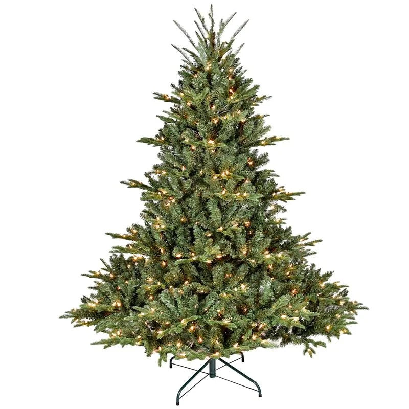 7FT Premium Pre-Lit Christmas Tree with 750 LED Lights, 2,257 PE/PVC Branch Tips & Wide Base