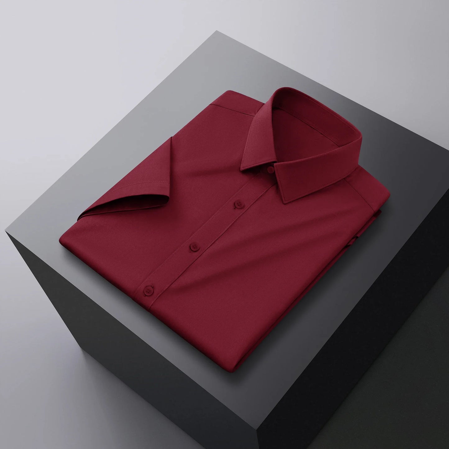 Men’s Business Casual Short Sleeve Shirt .Solid Color Summer Button Down