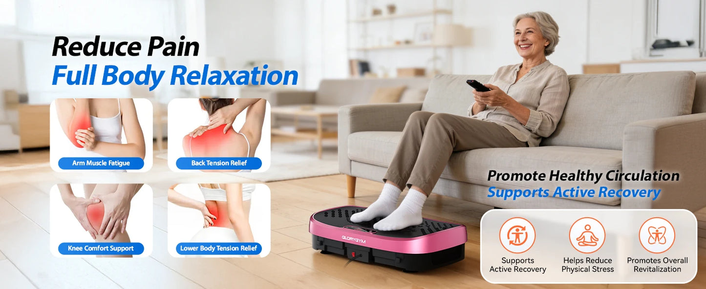 Magnetic Vibration Plate Exercise Machine. 120-Level Full Body Fitness Platform with Resistance Bands