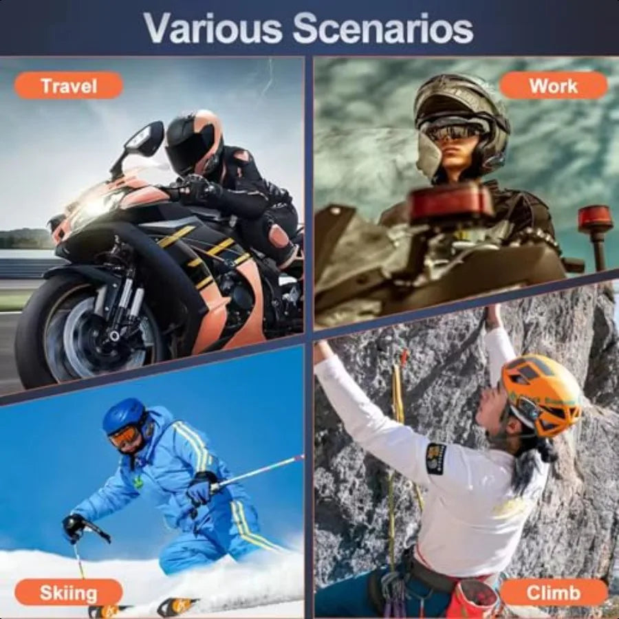 Waterproof helmet bluetooth headset with call noise cancellation 1000mAh large battery 2person helmet intercom for motorcycle b