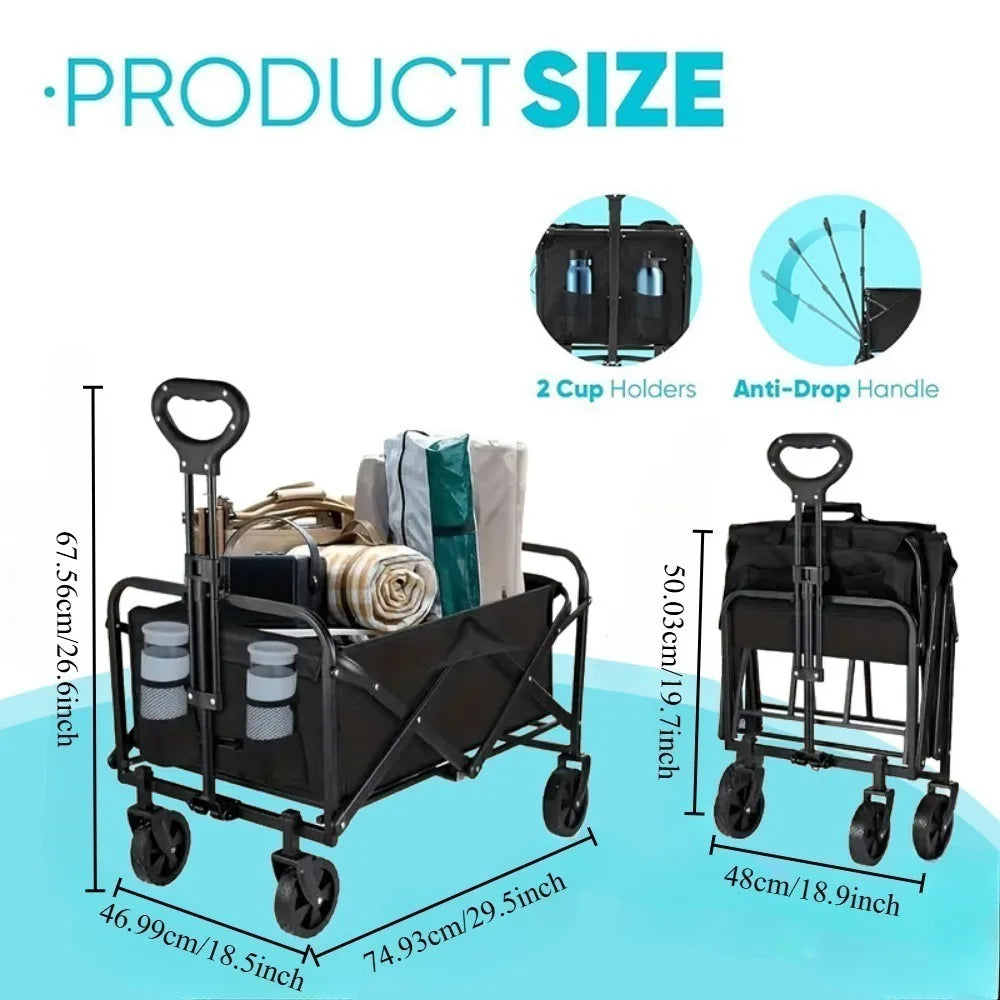360 lb Heavy-Duty Folding Utility Wagon with Large Wheels