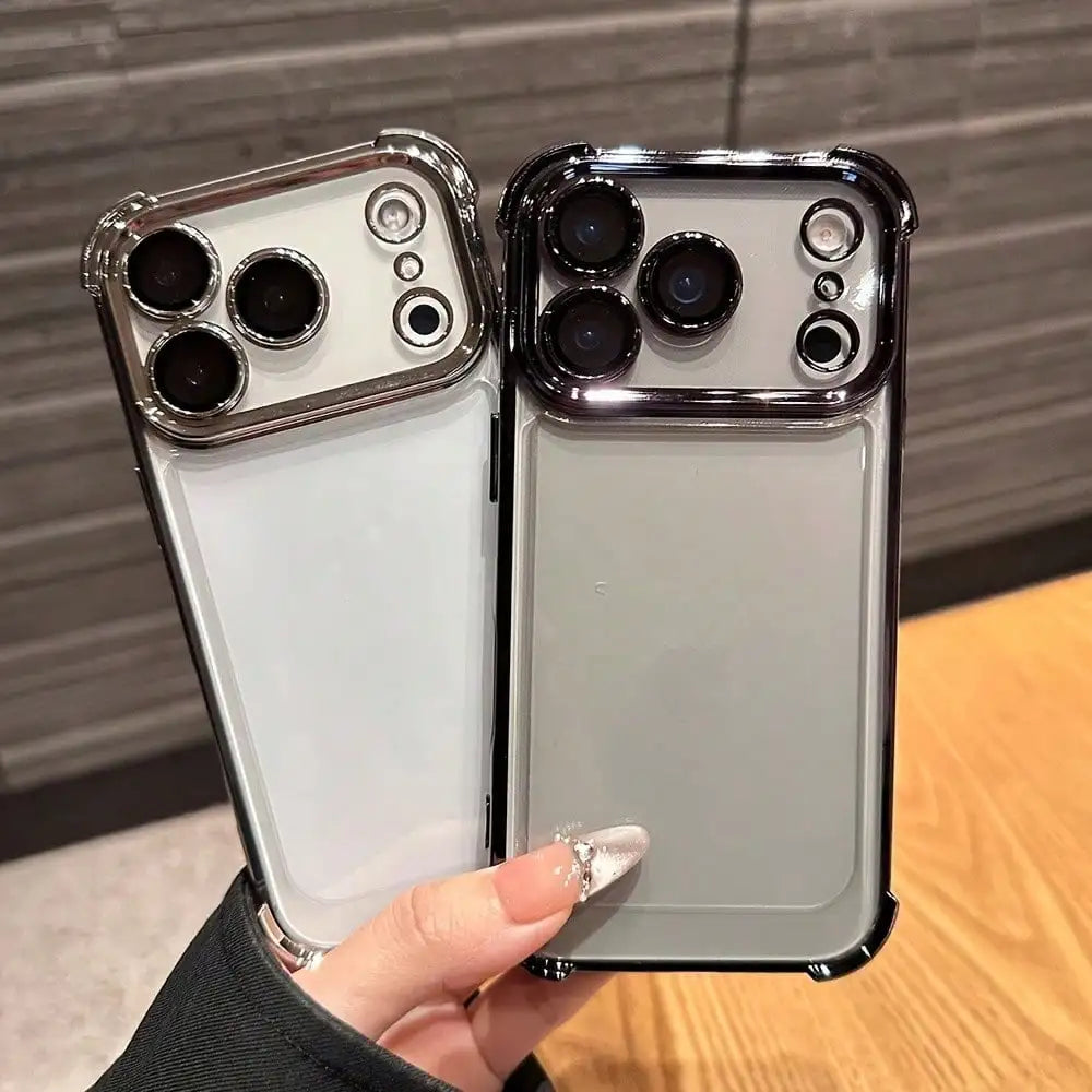 Luxury Cushioned Shockproof Plated Transparent Phone Case For iPhone Samsung