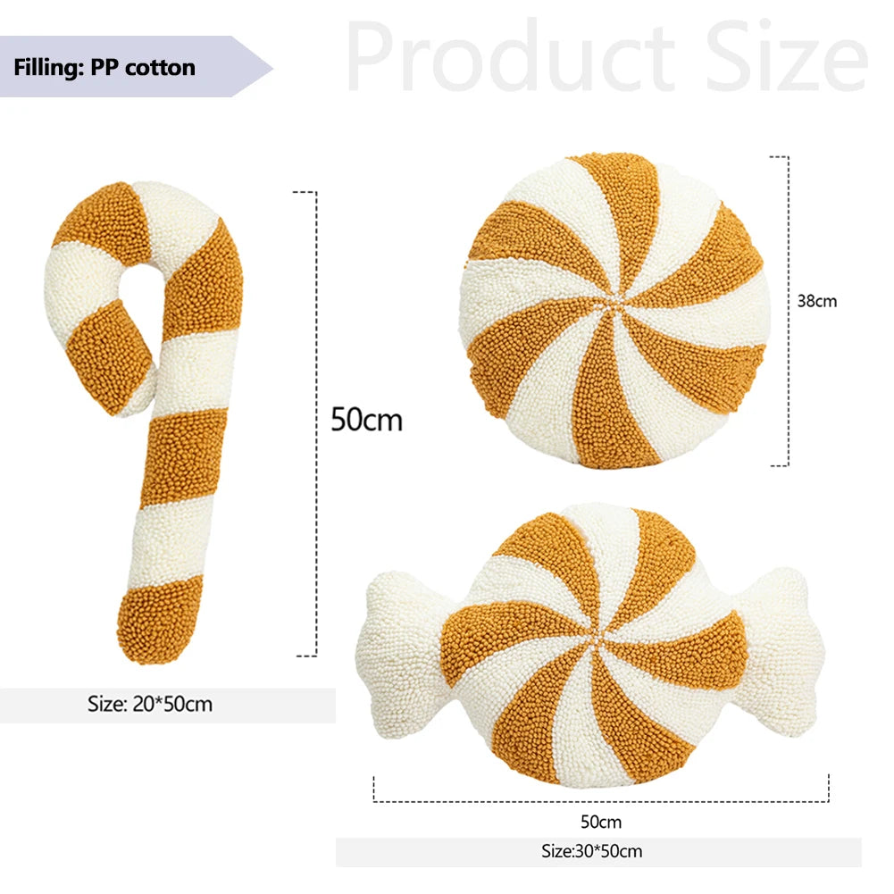 Christmas Cute Plush Pillow Soft Decorative Festive Pillow Spiral Candy Shaped Pillow for Couch Sofa Bed