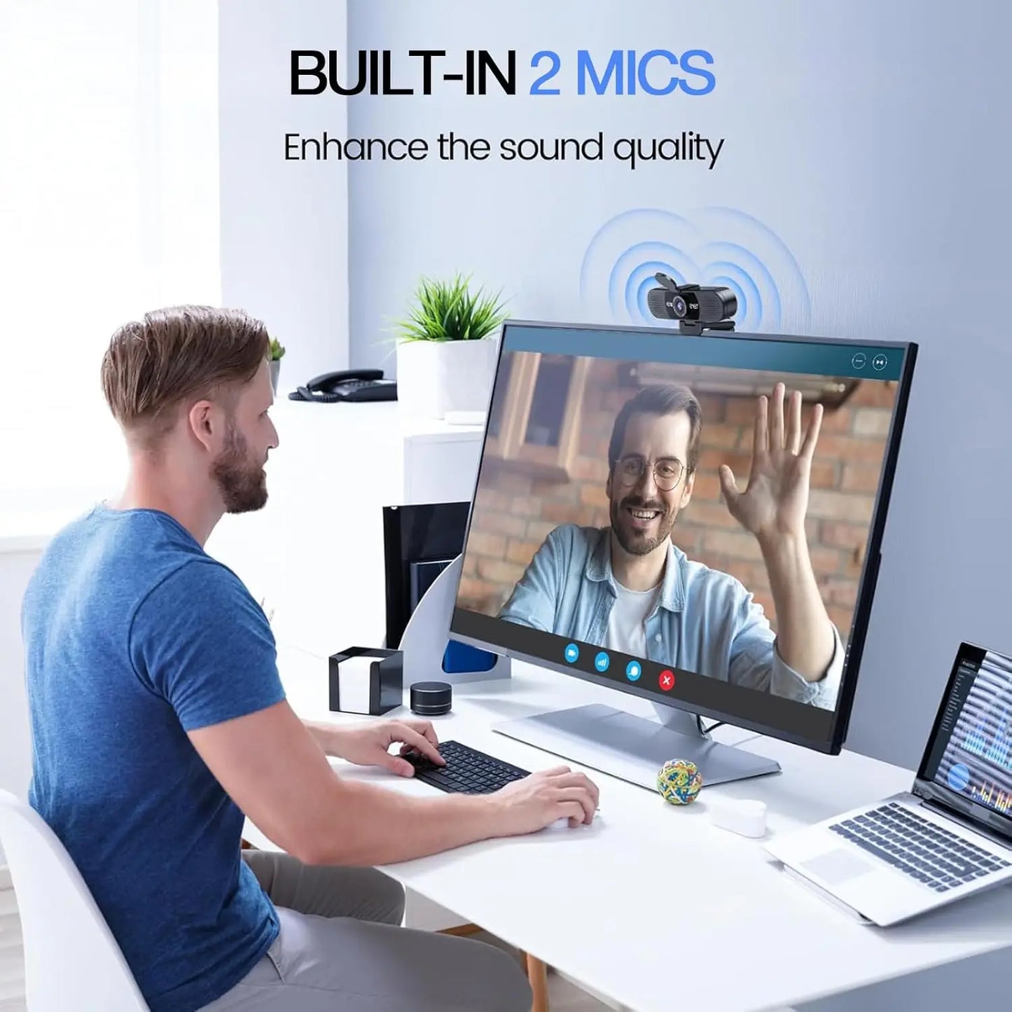 1080P HD Webcam with Dual Microphones & 90° Wide Angle Lens for Video Calls, Streaming & Remote Work