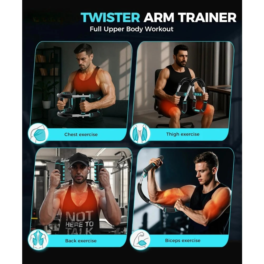 Adjustable Twister Arm Chest Trainer.5-Level Resistance Strength Training Bar 40–130 lbs