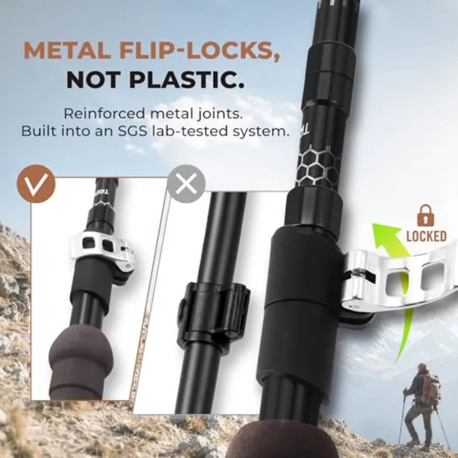 Trek-Z 2.0 Cork Trekking Pole Set – Lightweight Folding Hiking Poles for Hiking, Backpacking & Trail Walking