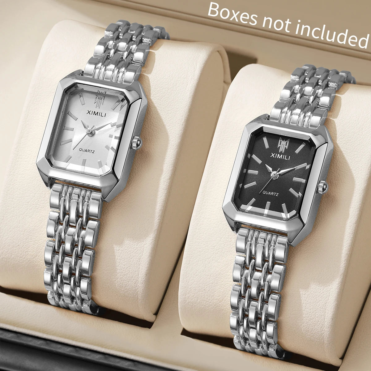 Elegant Women’s Rectangular Quartz Watch. Stainless Steel Bracelet Fashion Timepiece