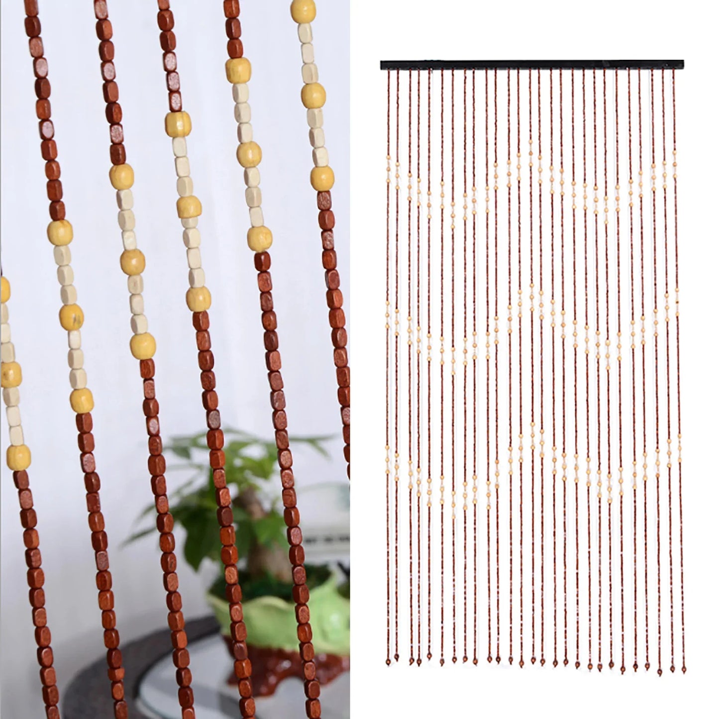 Wooden Bead Door Curtain.Boho Hanging Divider for Doorways & Closets