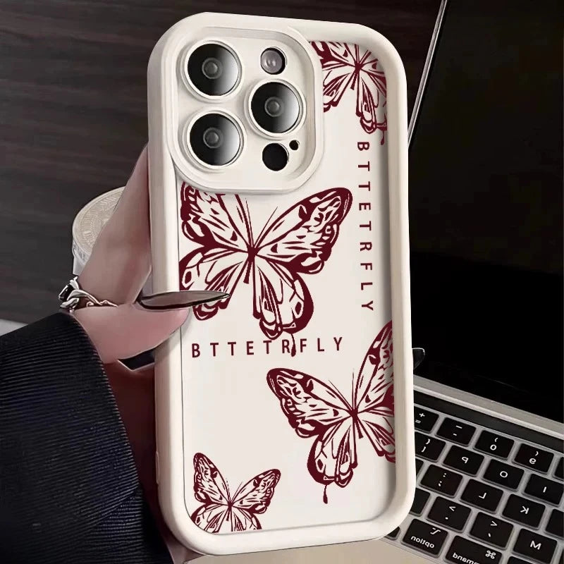 Pink Butterfly Silicone Phone Case, Soft Shockproof Protection
