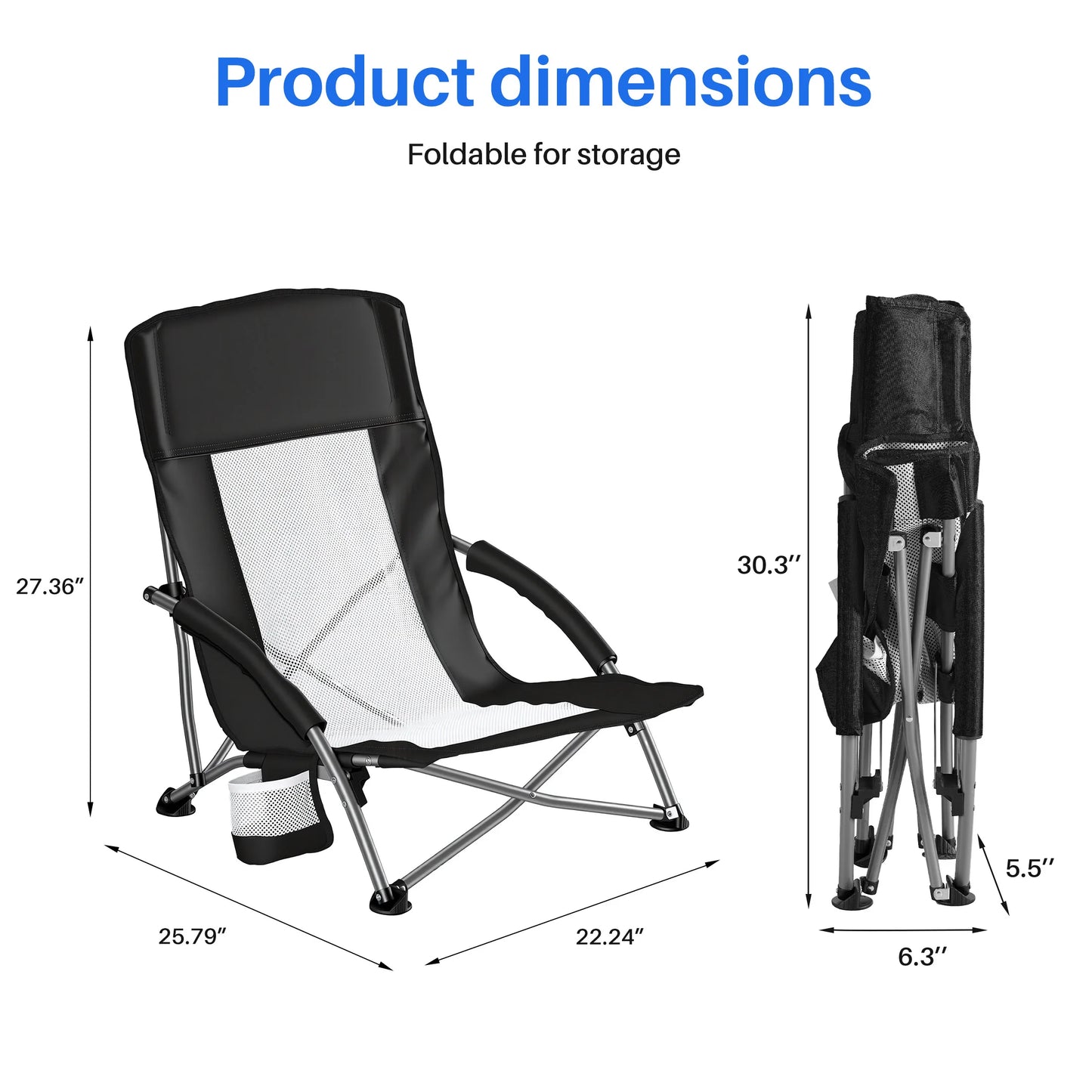 Low Profile Folding Camping Chair – Portable Outdoor Lounge Chair for Camping, Beach & Backyard Relaxation