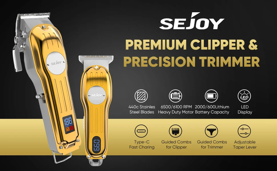 Professional Full Metal Combo Kit Barber Hair Clipper for Men Electric Beard Hair Trimmer Rechargeable Hair Cutting Machine