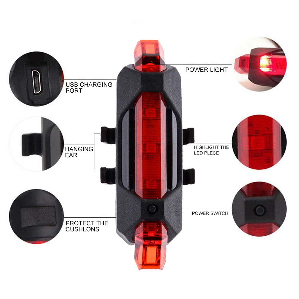 Portable Light Mountain Bike Lights XPE LED Bicycle Front Rear Light Bell Set MTB Bike Night Safety Headlight Lamp