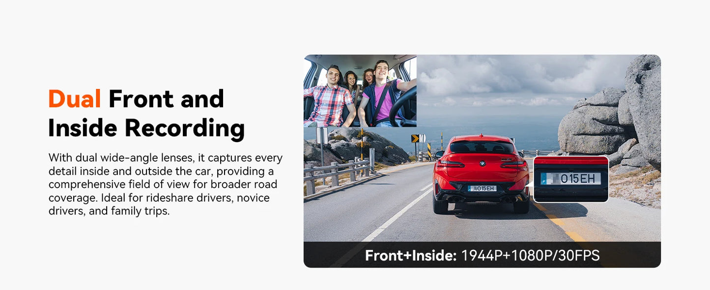 Vantrue N2X 2.7K HDR Dashcam Front and Inside 5G WiFi Dual Dash Camera with IR Night Vision STARVIS 2 Voice Control 60FPS GPS