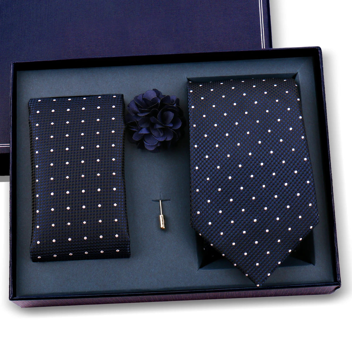 Luxury Men’s Paisley Necktie Gift Set. Silk Tie, Pocket Square, Cufflinks & Gift Box for Weddings & Business