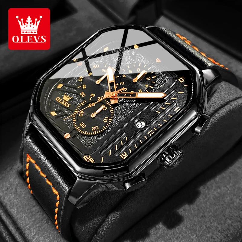 Men’s Square Sports Watch – Bold Black Dial & Modern Statement Design