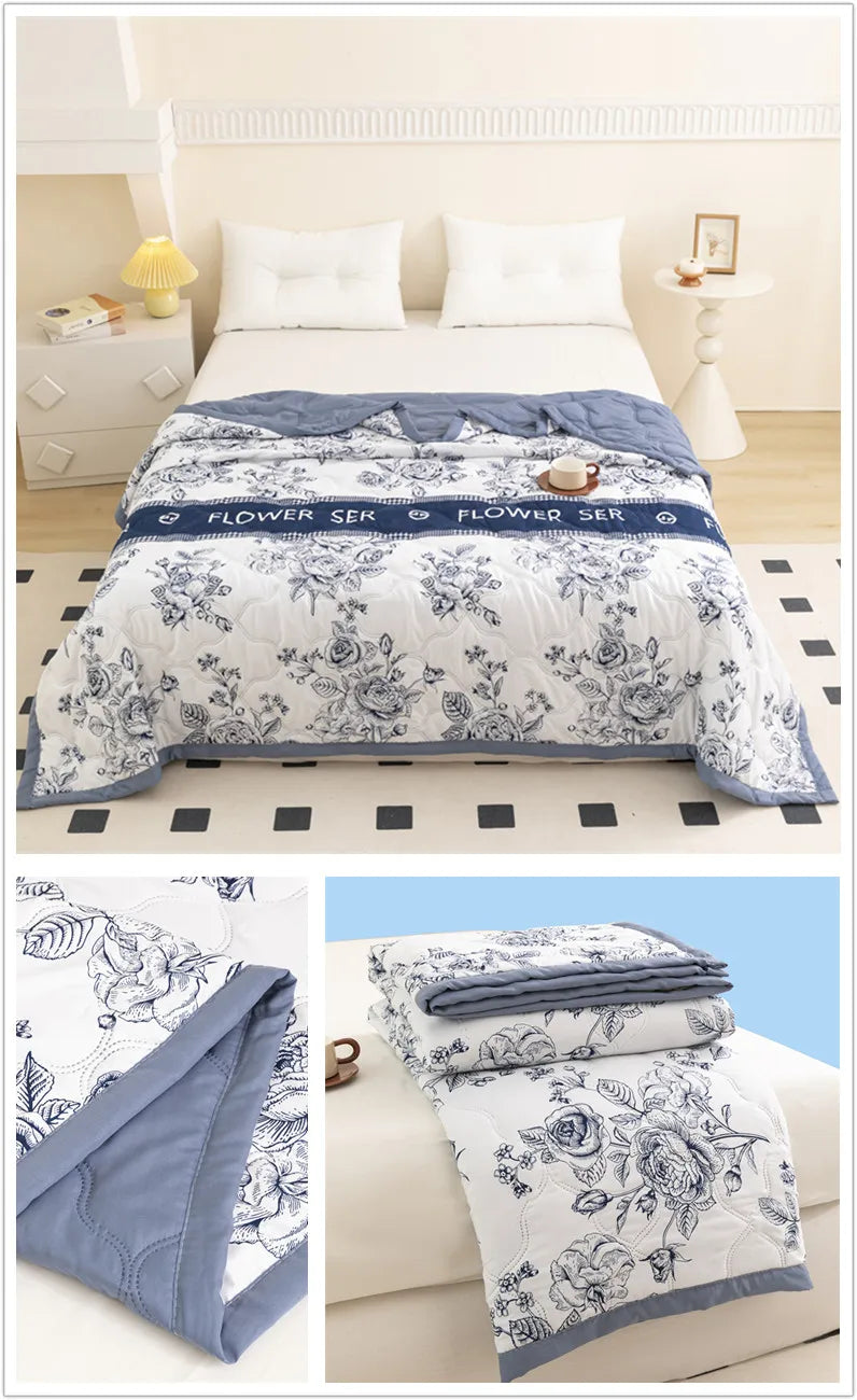 Floral Style Duvet Summer Thin Quilt Skin-friendly Bedspread Air Conditioning Blanket edredones Adults Kids Room Comforter Quilt
