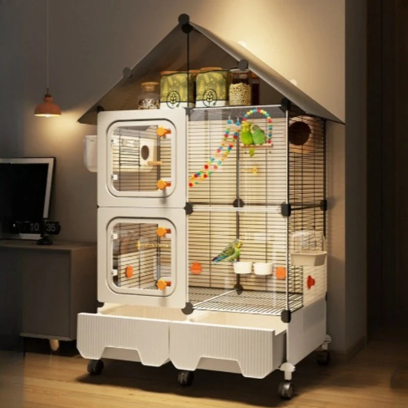 60-Inch Wrought Iron Bird Cage with Detachable Rolling Stand