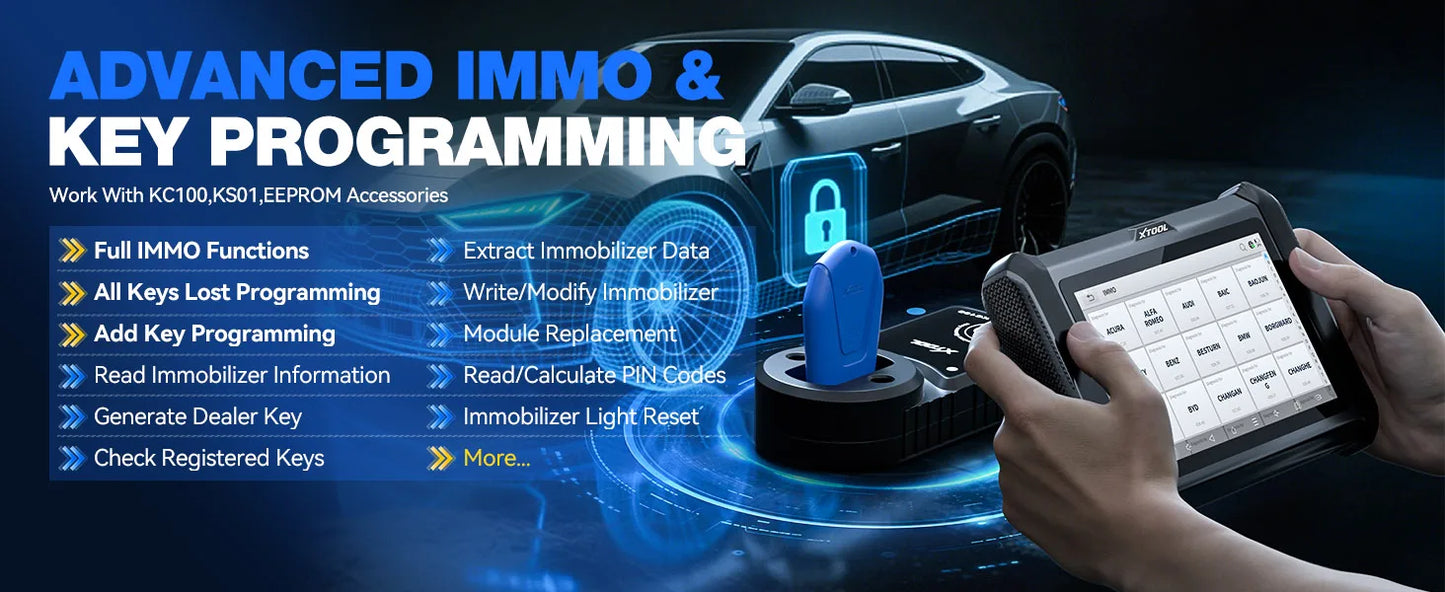 XTOOL X100 PADS V2.0 Key Programmer Automotive Scanner IMMO Read Write Chip All Key Lost OBD2 Diagnostic Tool With CANFD DOIP