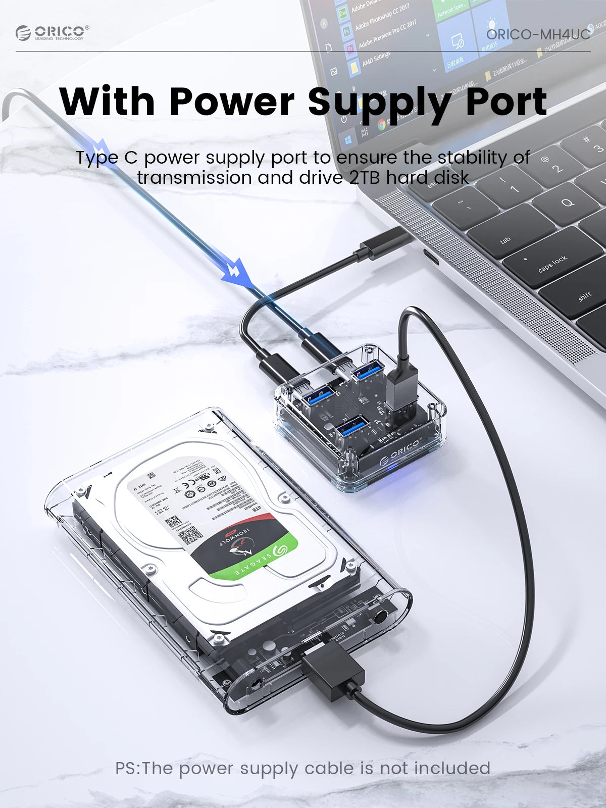 Transparent USB Hub Docking Station with High-Speed Data Transfer & Multi-Port Expansion  Description