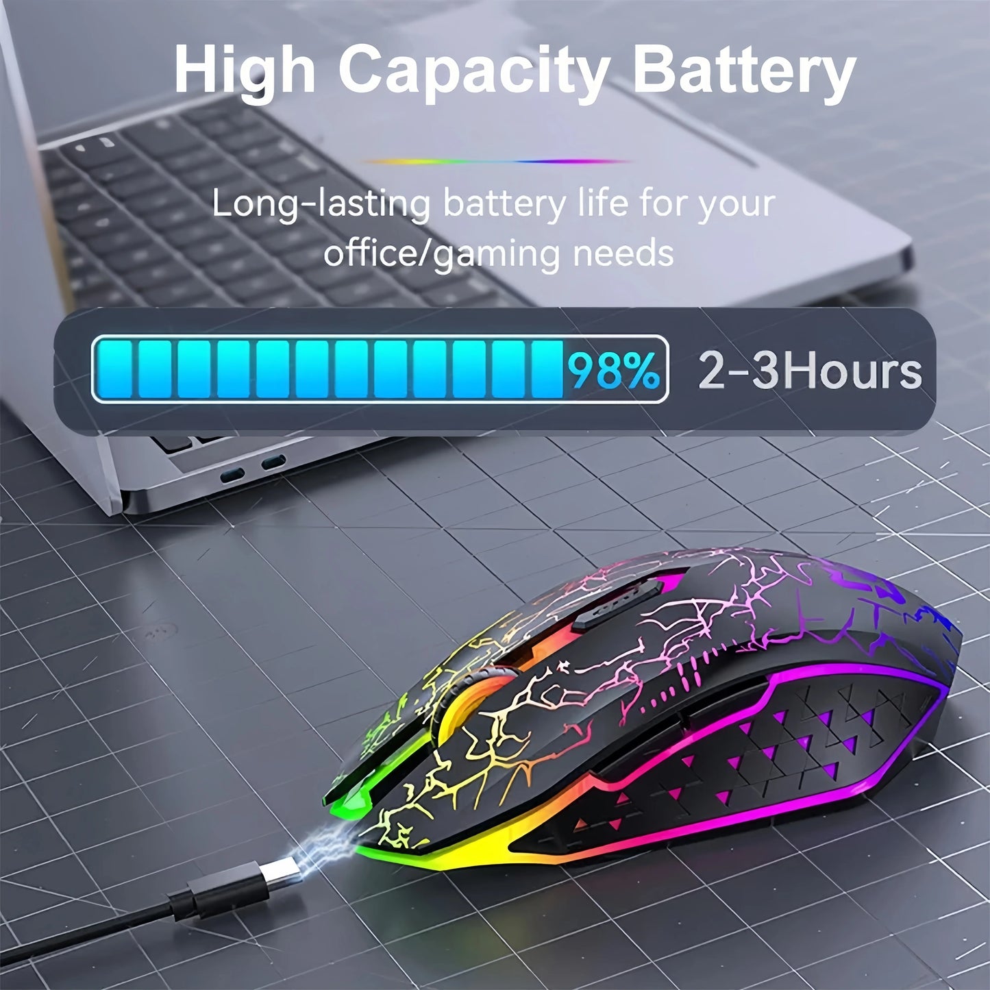 RGB Bluetooth Wireless Gaming Mouse . Rechargeable Ergonomic LED Mouse for PC, Laptop & Gaming