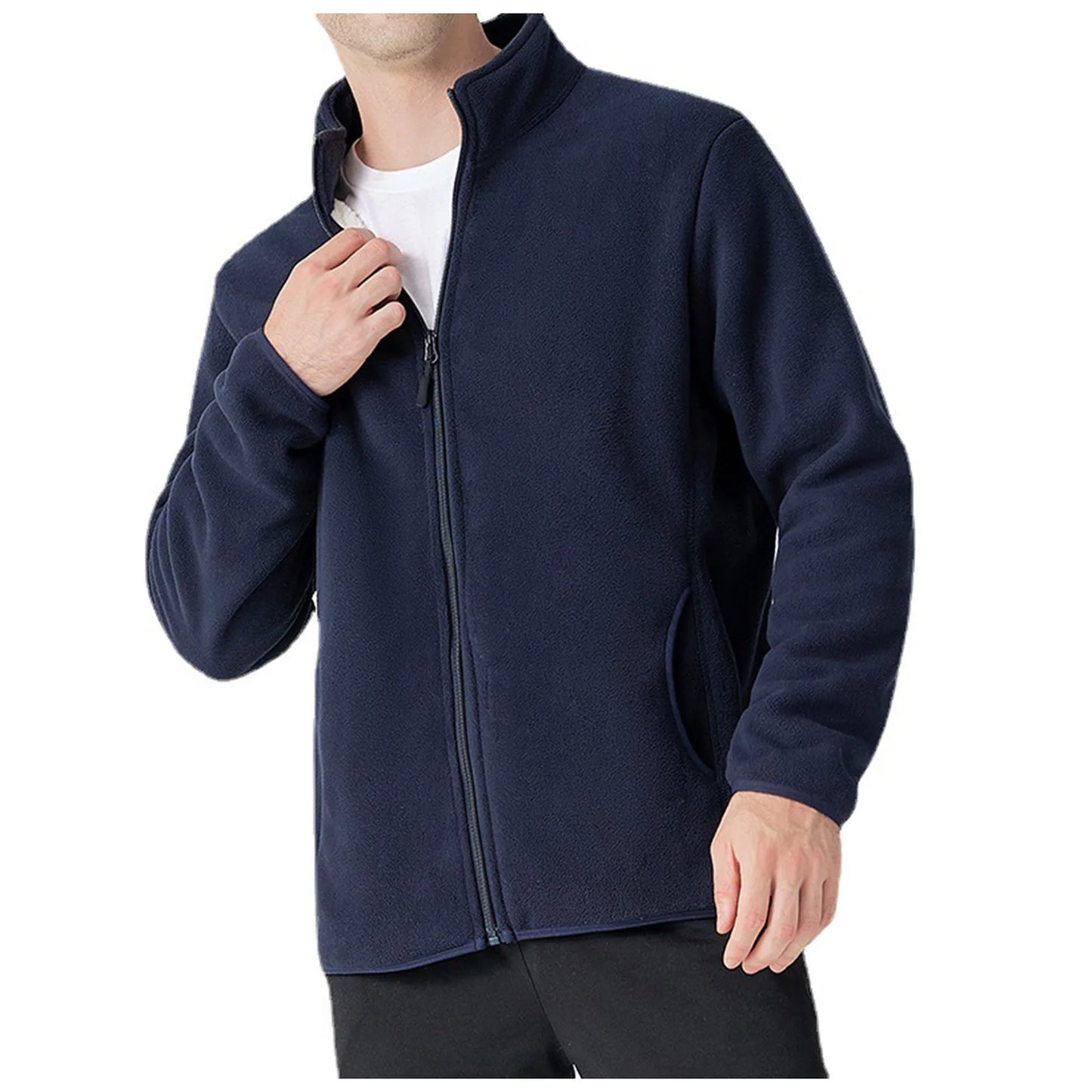 Men’s Warm Fleece Zip Up Jacket .Casual Autumn and Winter Coat
