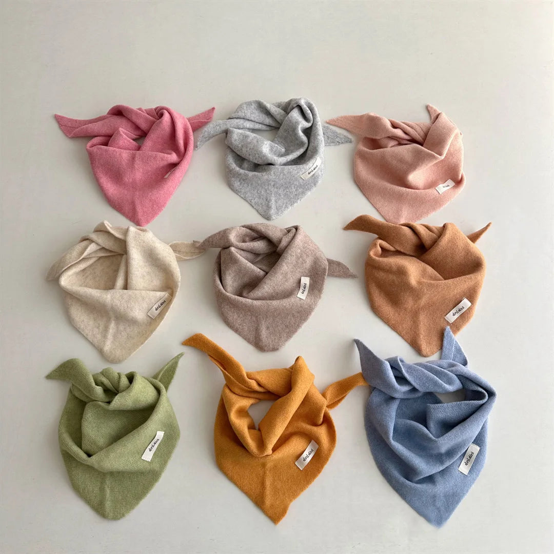Winter Children's Triangle Scarf Wool Solid Scarf Baby Girls Soft Shawl Kids Collar Warm Neckerchief Boys Drool Saliva Towels