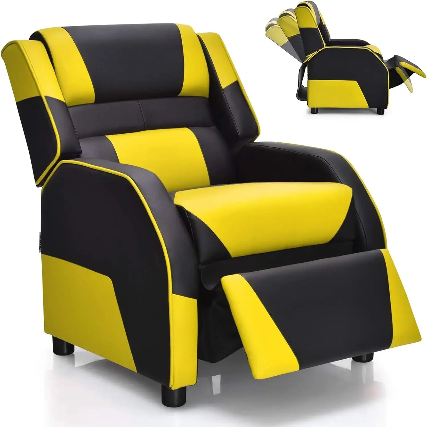 Kids Recliner, Gaming Recliner Chair with Footrest, Headrest & Lumbar Support, Ergonomic Leather Lounge Chair Toddler Furniture