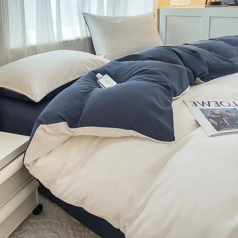 4-Piece Soft Brushed Duvet Cover Set . Solid Color Bedding