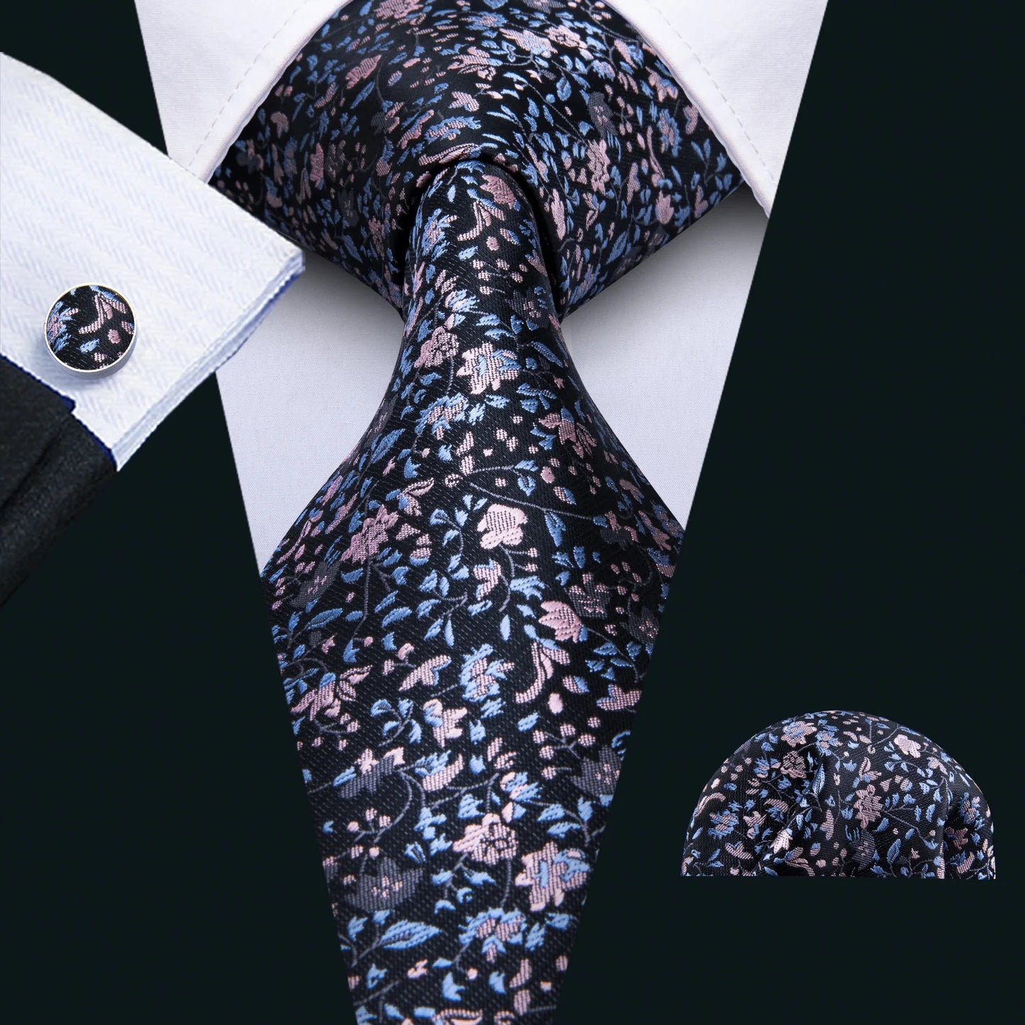 Men’s Luxury Brown Floral Silk Necktie .Elegant Wedding, Business & Formal Dress Tie