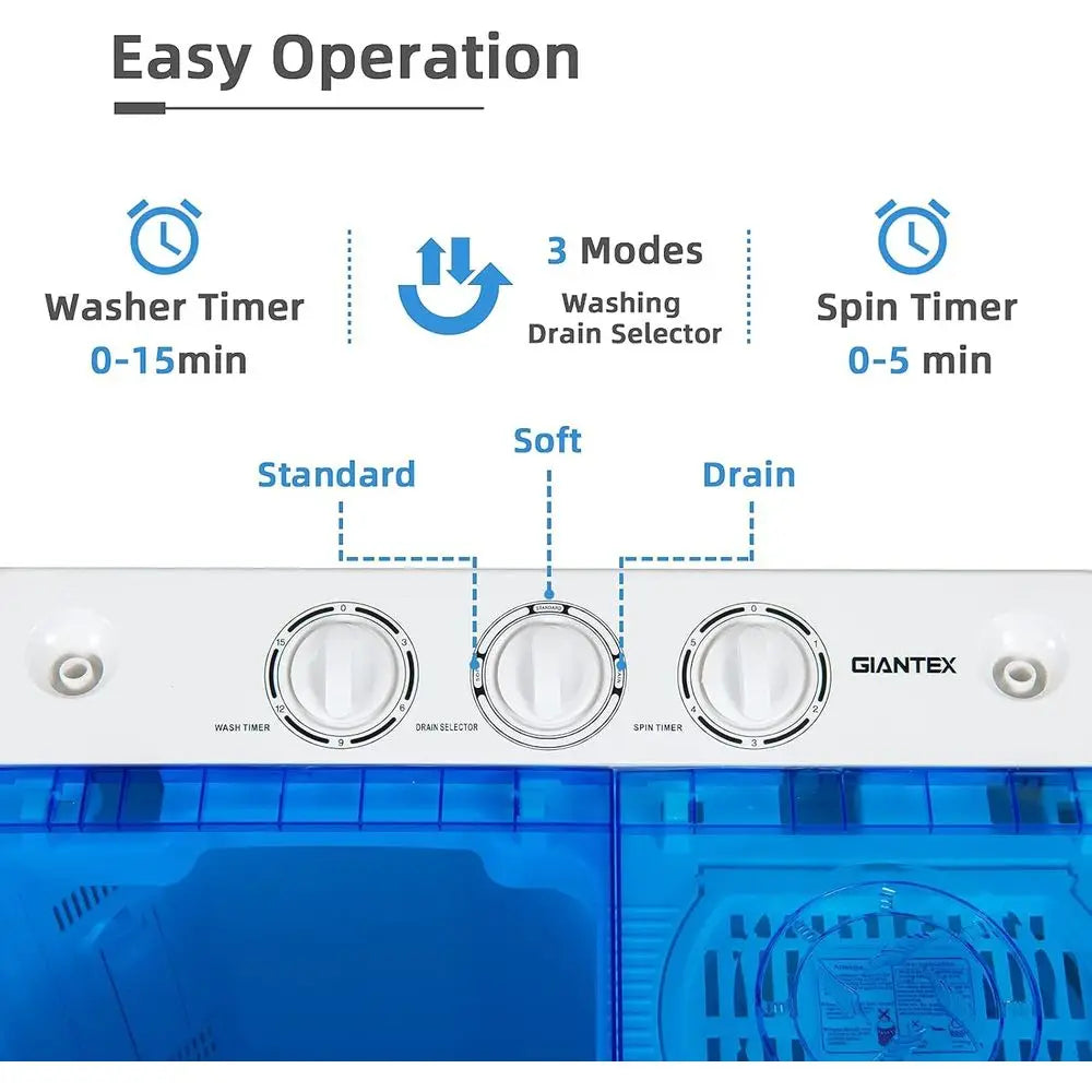 Portable 2-in-1 Twin Tub Washing Machine with Spin Dryer