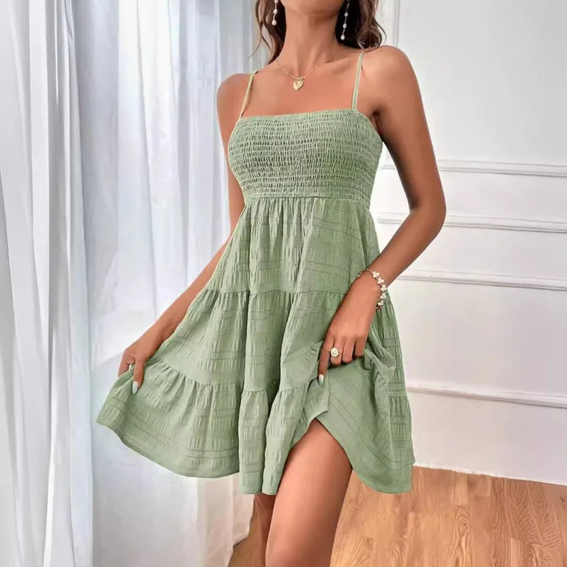 Women’s Strapless Flowy Mini Dress | Casual Summer A-Line Beach Dress