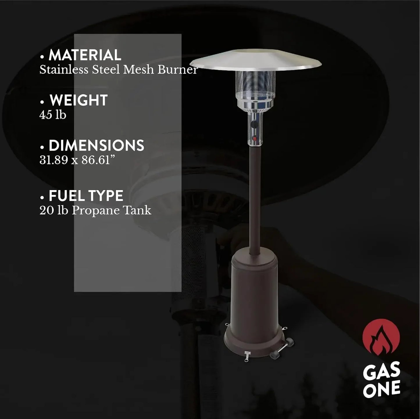 XMSJ 50000 BTU Propane Outdoor Patio Heater With Wheels