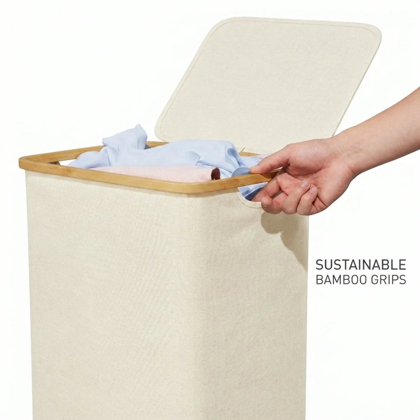 110L Large Capacity Laundry Hamper with Lid & Handles.  Collapsible Oxford Fabric Basket