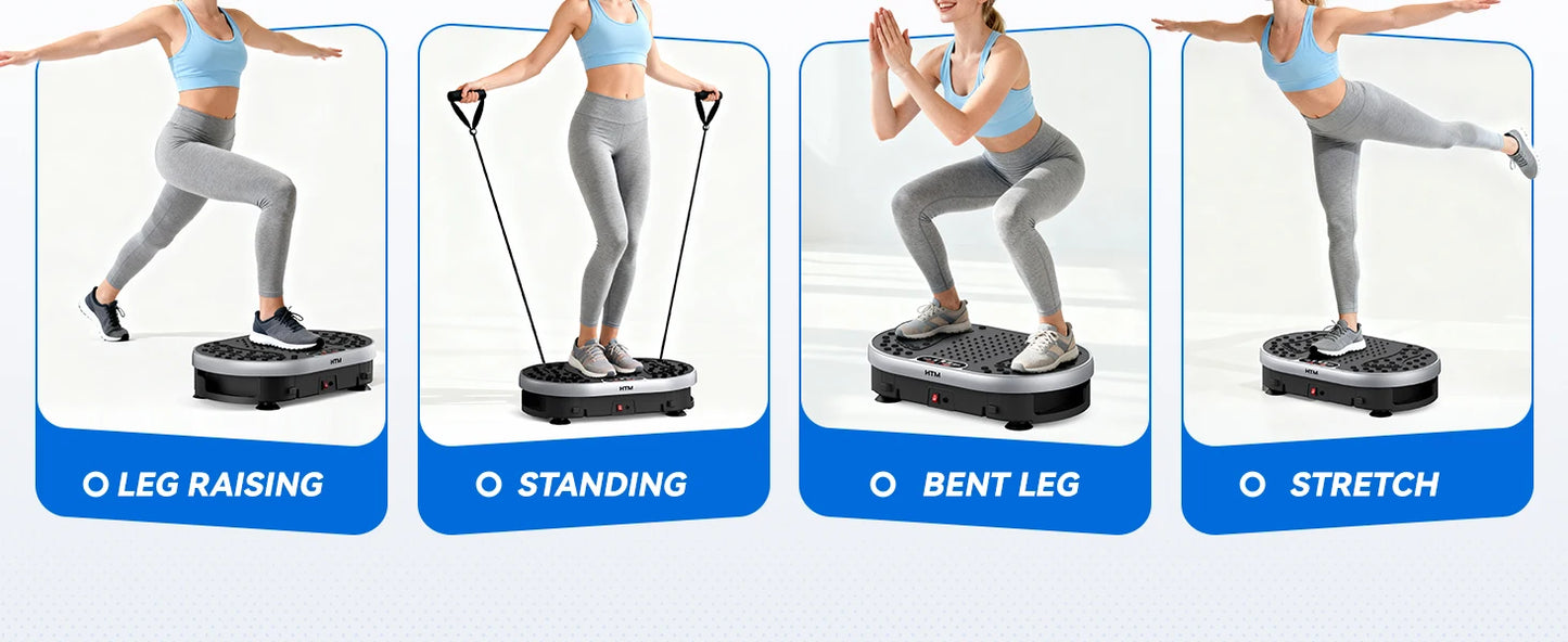 Magnetic Vibration Plate Exercise Machine. 120 Level Full Body Fitness Trainer with Resistance Bands