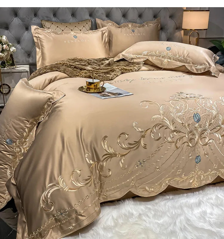 Luxury European-Style 100% Cotton 4-Piece Bedding Set