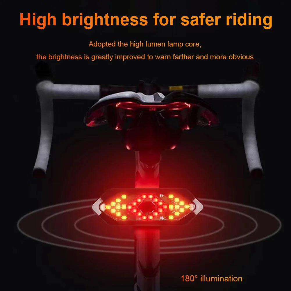 Remote Bicycle Rear Light IPX4 Waterproof Bike Turn Signal Lights 900mAh LED Bicycle Lamp Bike Wireless Remote Control Taillight