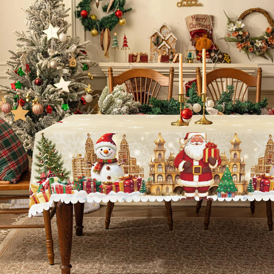 1 Piece Christmas Round and Rectangular Tablecloth, Various Sizes