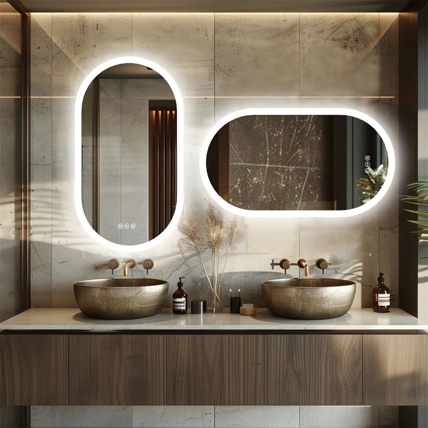 Backlit Smart LED Bathroom Mirror Oval Dimmable Anti Fog