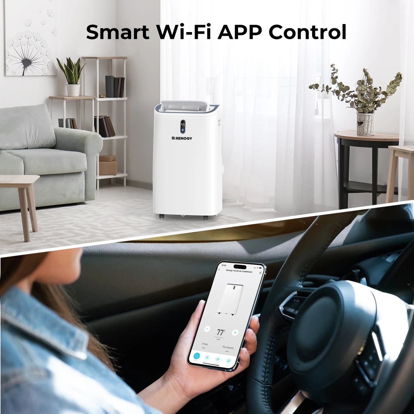 14,000 BTU Smart WiFi Portable Air Conditioner. Powerful Cooling for Home & Office
