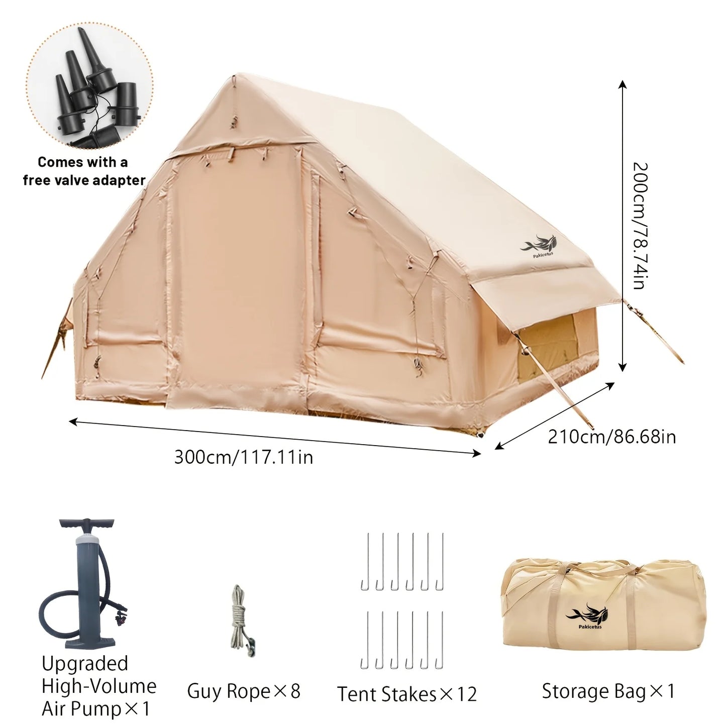 Large Inflatable Camping Tent with Skylight & Breathable Mesh Windows
