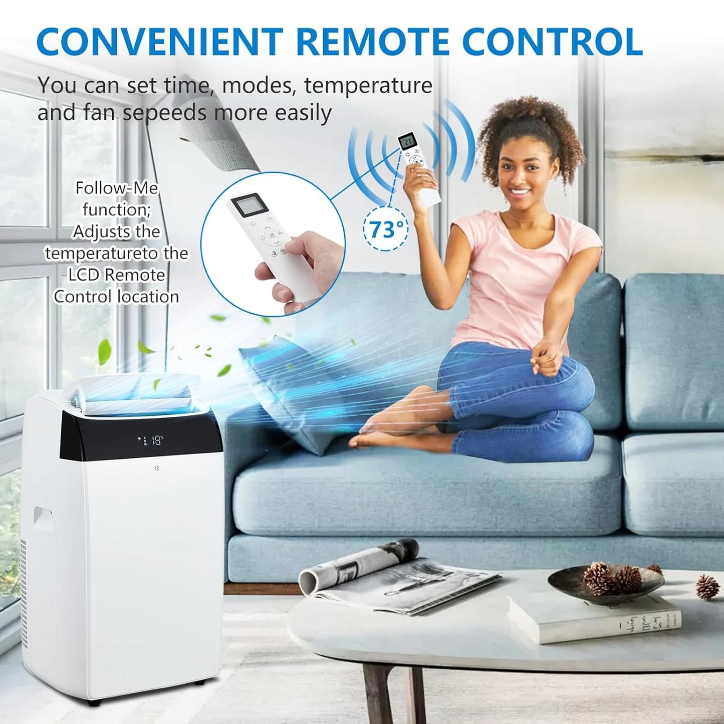 14000 BTU Portable Air Conditioner. 3-In-1 Cooling Unit with Fan & Dehumidifier