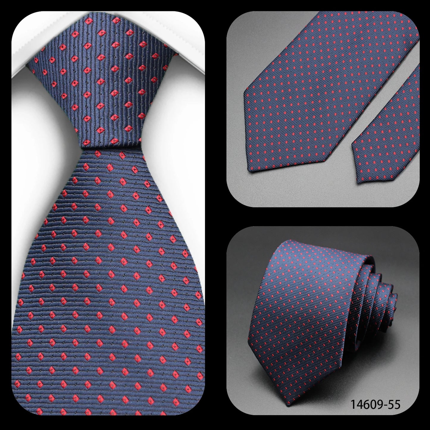 Men’s Classic 7cm Polka Dot Necktie. Luxury Business, Wedding & Formal Dress Tie