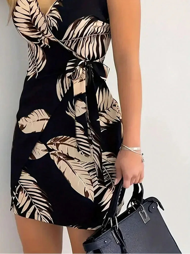 Women’s Floral Spaghetti Strap Tie Front Mini Dress | Lightweight Summer Sundress